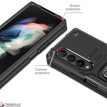 Wozinsky smūgiams atsparus dėklas su žiedu - juodas (Samsung Z Fold 4)   